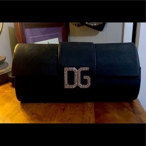 DOLCE & GABANNA DG 893-S Large Black Aviators Crystal D G With Case